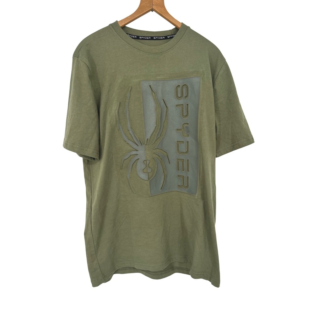 Spyder Mens S Regular T‎ Shirt Green Raised Logo Graphic Athletic Streetwear NWT